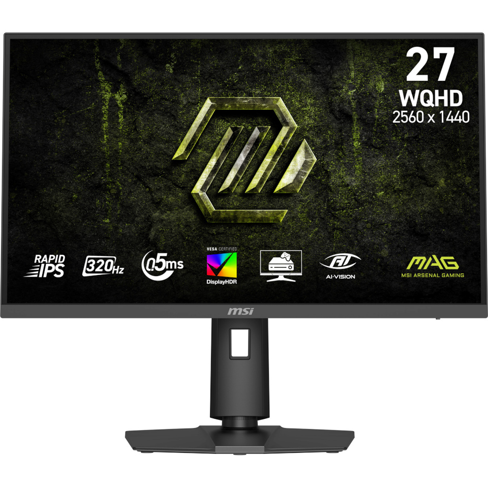 MSI monitor 27 " 2560 X 1440 Pixels wide Quad Hd native Aspect Ratio 16:9, flat mag274qpfx32