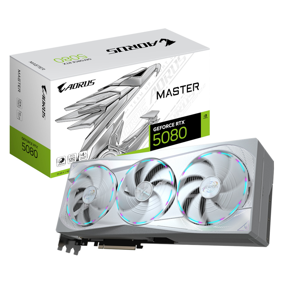 Gigabyte videokaart nVidia GeForce RTX 5080 AORUS MASTER ICE 16GB (GV-N5080AORUSM ICE-16GD)