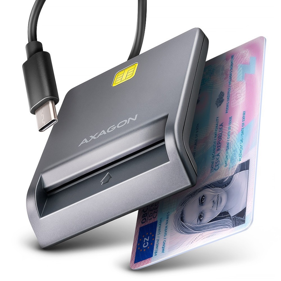 AXAGON mälukaardilugeja CRE-SM3TC ID kaardilugeja Smart Card Reader USB-C 1.2m cable