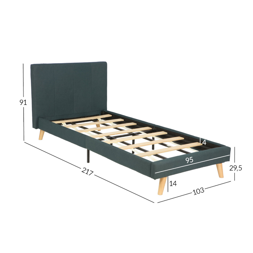 H4Y voodi JUNO 90x200cm, madratsiga KUKKA DUO 11 ZONE, hall