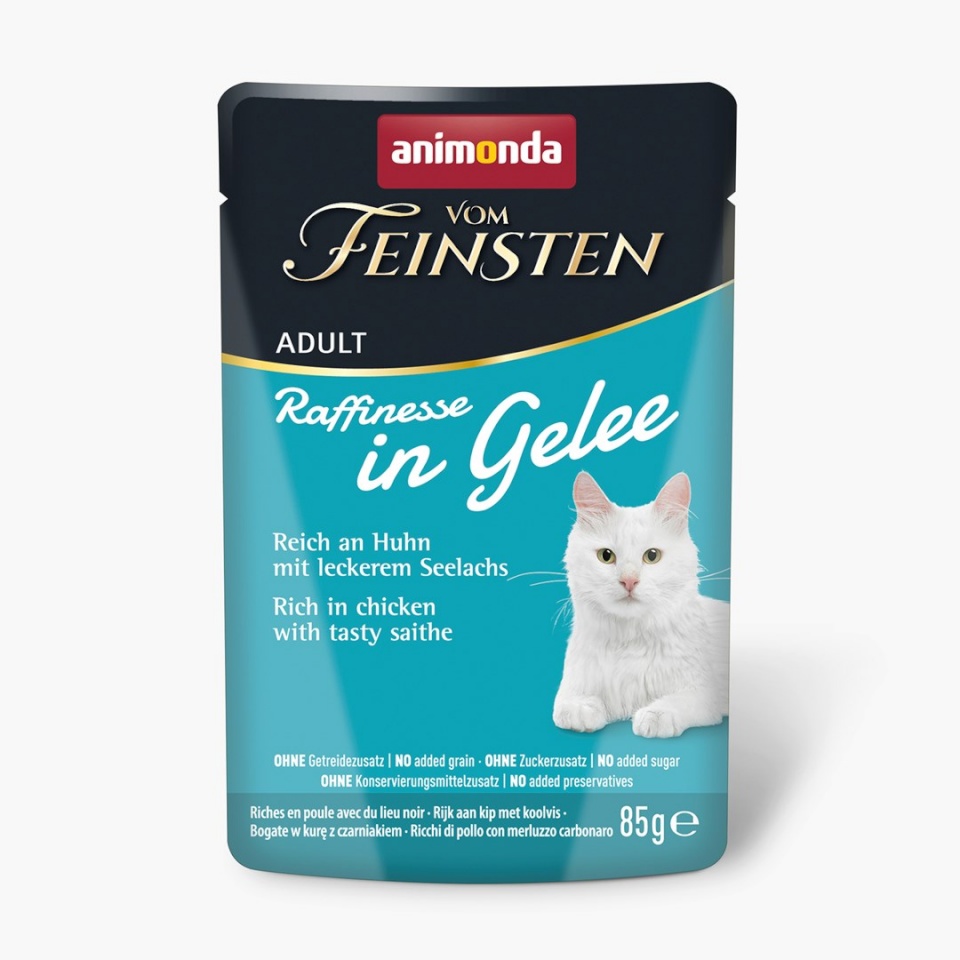 Animonda kassitoit Vom Feinsten Adult Raffinesse In Jelly Rich In Chicken with Black Pollock, 85g