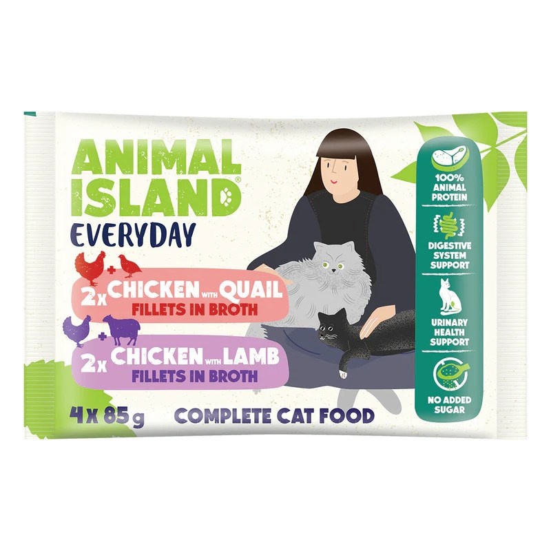Animal Island kassitoit Chicken / Quail & Chicken / Lamb Fillets in Broth, 4x85g