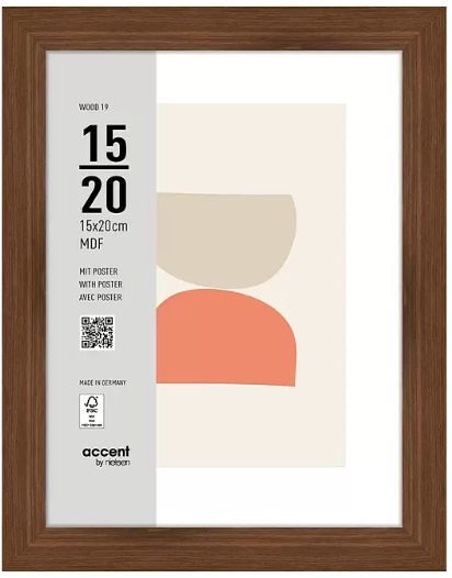 Nielsen Design pildiraam Photo Frame Wooden 3217205 Wood 19 Walnut 15x20 cm