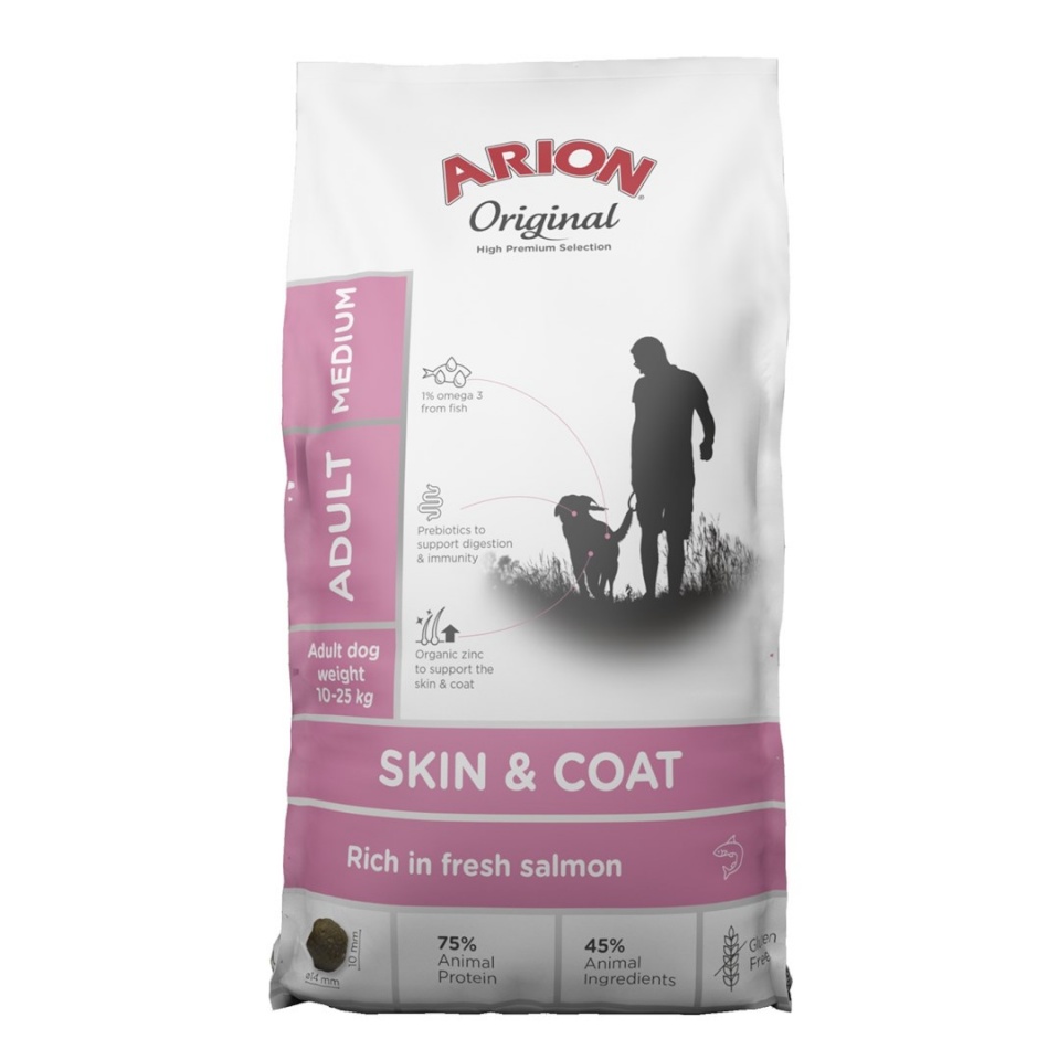 Arion kuivtoit koerale Original Skin & Coat Medium Salmon, 12kg