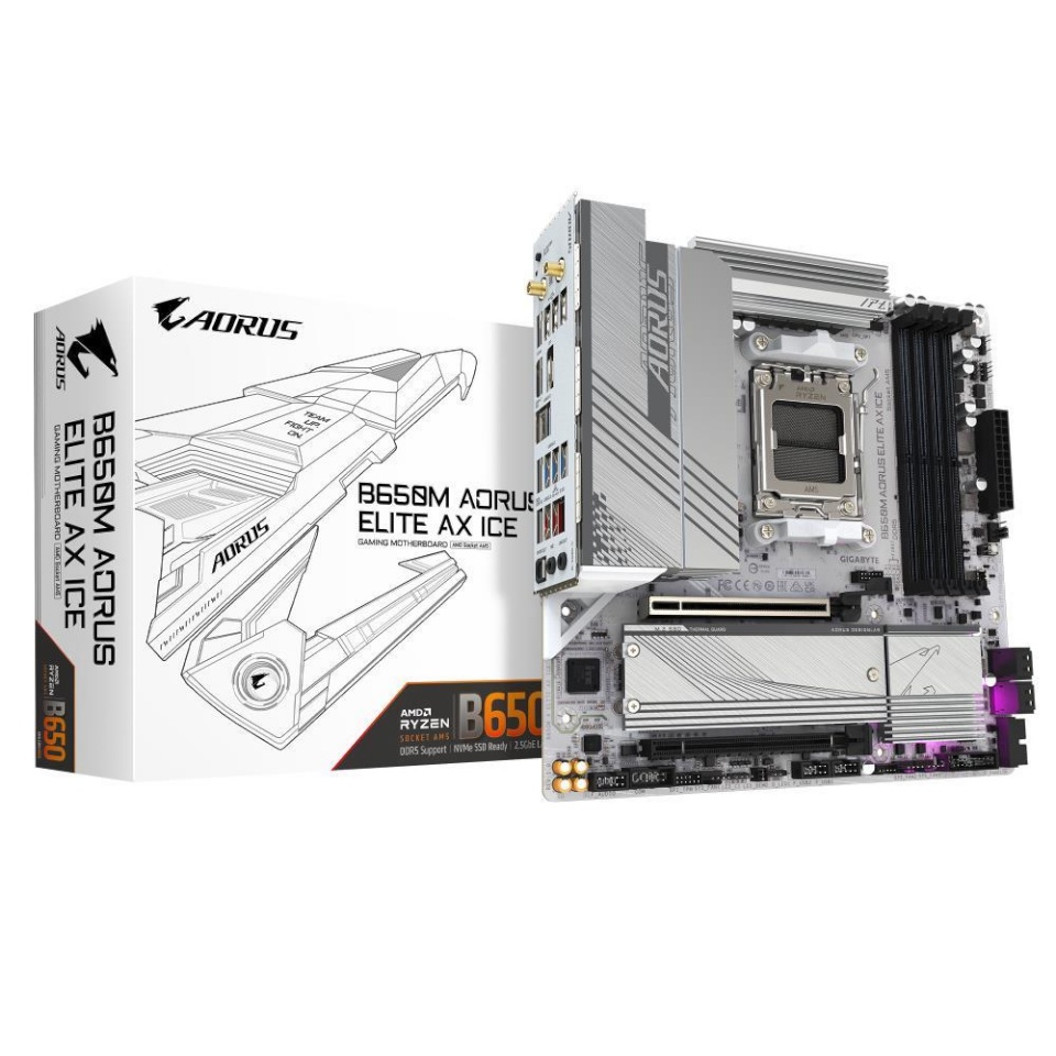 Gigabyte emaplaat B650M A ELITE AX ICE (B650,AM5,mATX,DDR5)