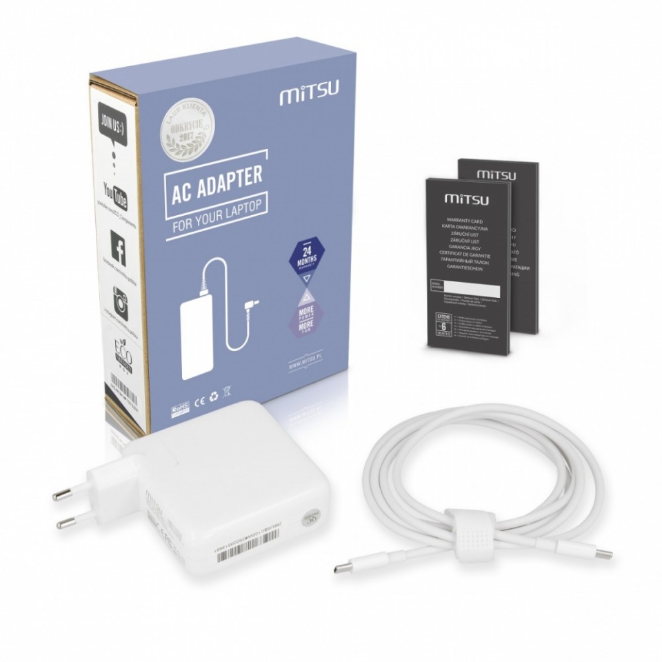 Mitsu laadija Laptop 100W USB type C USB-C 5V-9V-12V-15V/3A, 20V/5A PD
