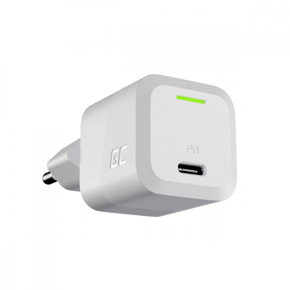 Green Cell laadija Charger GC PowerGaN 33W PD 3.0 QC 3.0 USB-C valge
