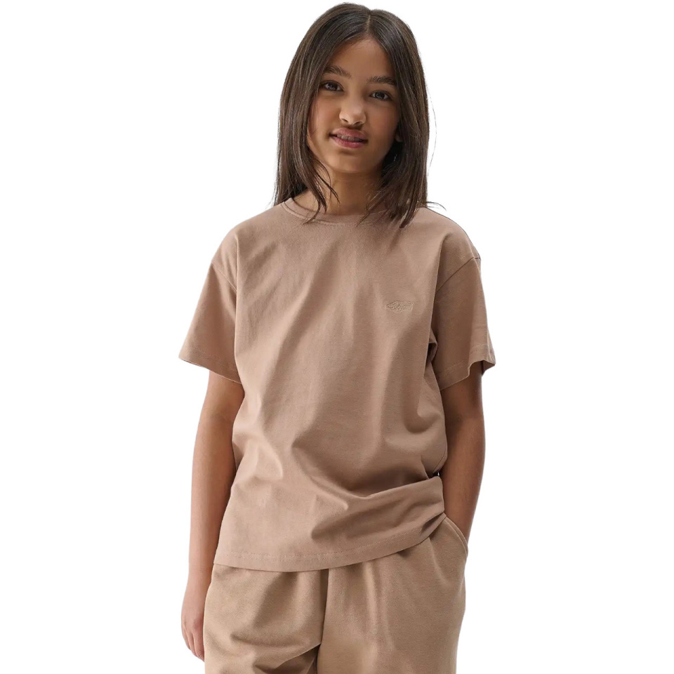 4F T-särk tüdrukutele F2326 beež 4FJWSS25TTSHF2326 83S suurus 140cm