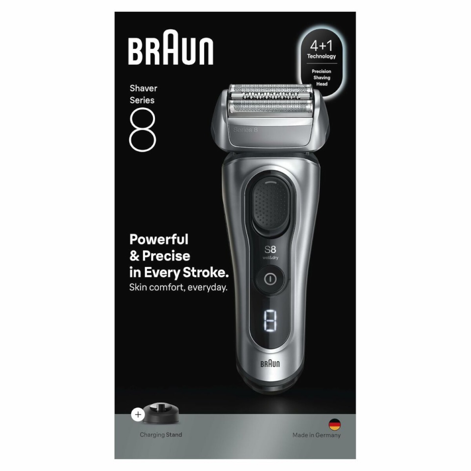 Braun habemepiiraja Series 8, 8617S Wet&Dry SensoAdapt Shaver with SmartCare Station, hõbedane