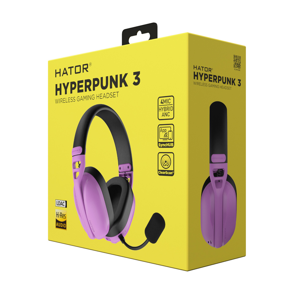 Hator kõrvaklapid Hyperpunk 3 Wireless ANC ESH19 fioletowe