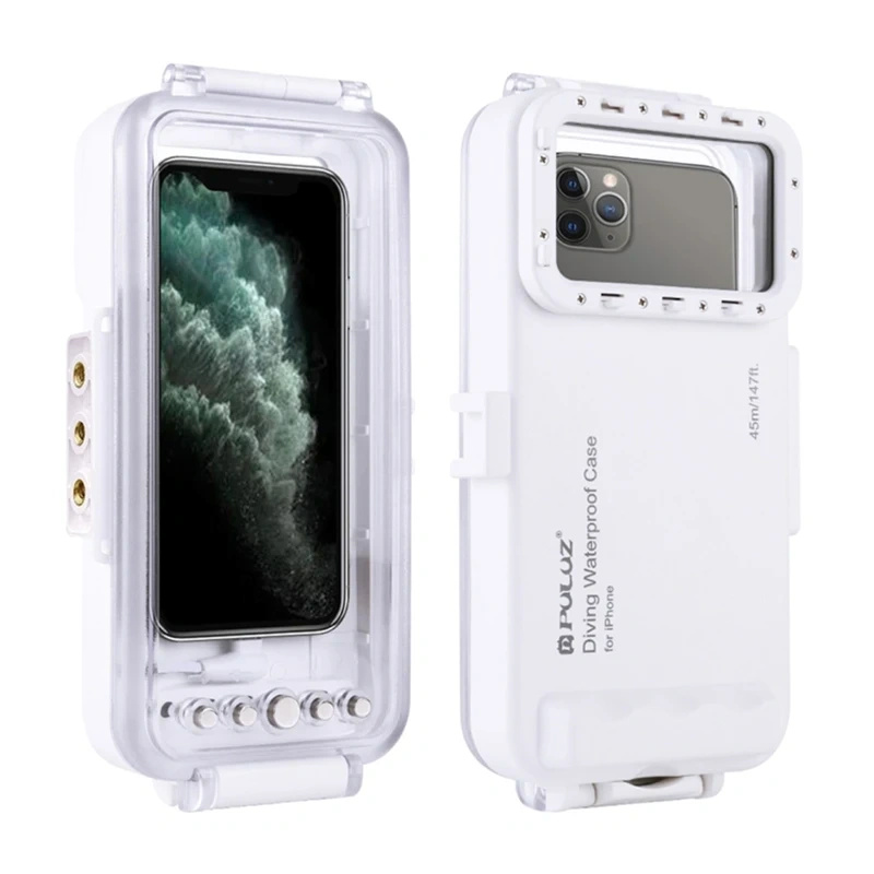 Puluz Waterproof Case (45m) for iPhone: For Underwater Photos and Videos (valge)