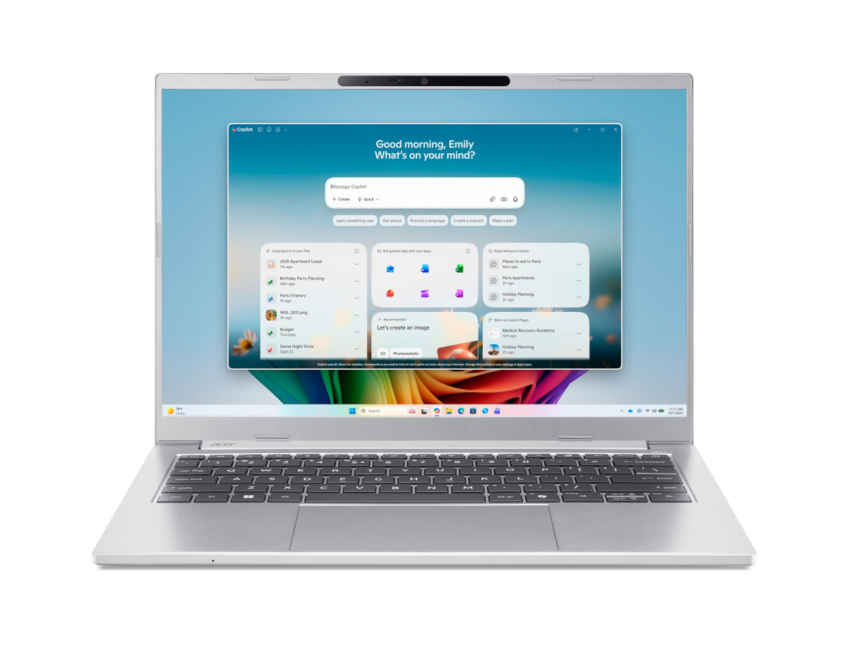 Acer sülearvuti Aspire 14 AI OLED (A14-I71M-76XL) Copilot+ PC 14" WUXGA, OLED, Intel Ultra 355 (49 TOPS), 16GB RAM, 512GB SSD, Windows 11