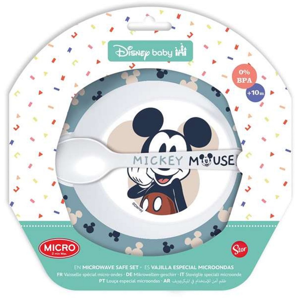 Stor Nõude komplekt MICROWAVE MEAL SET BOWL + MICKEY SPOON sinine Plastmass 2tk