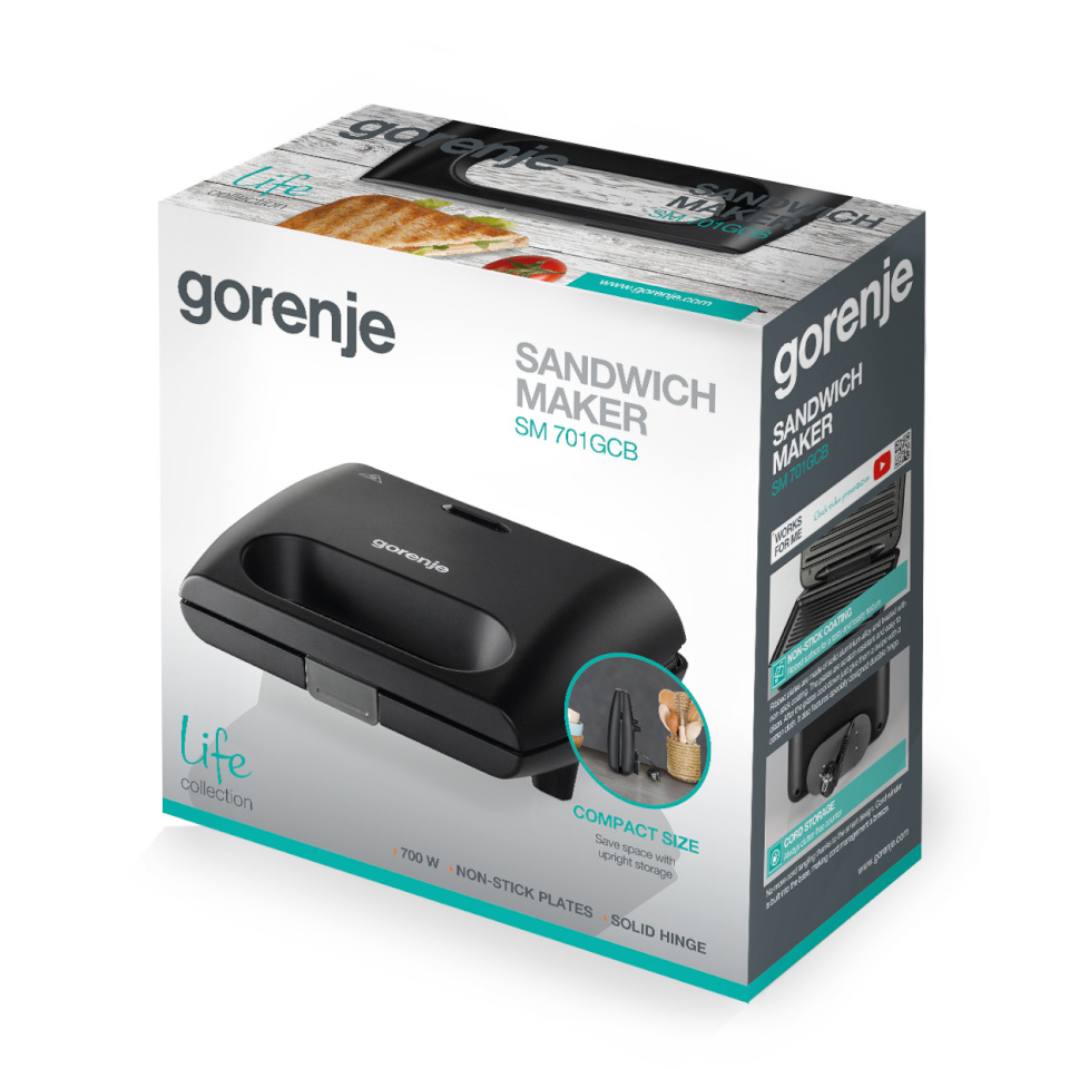 Gorenje elektrigrill Mini Grill SM701GCB Contact Grill 700W must