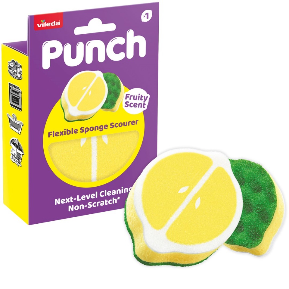Vileda universaalne käsn Punch Flexible Sponge, Lemon, 1tk