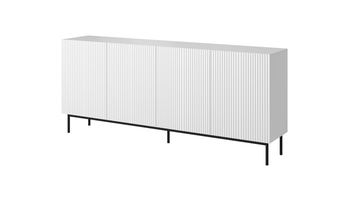 Cama Meble puhvetkapp PAFOS chest on a must steel frame 200x40x102cm valge matt