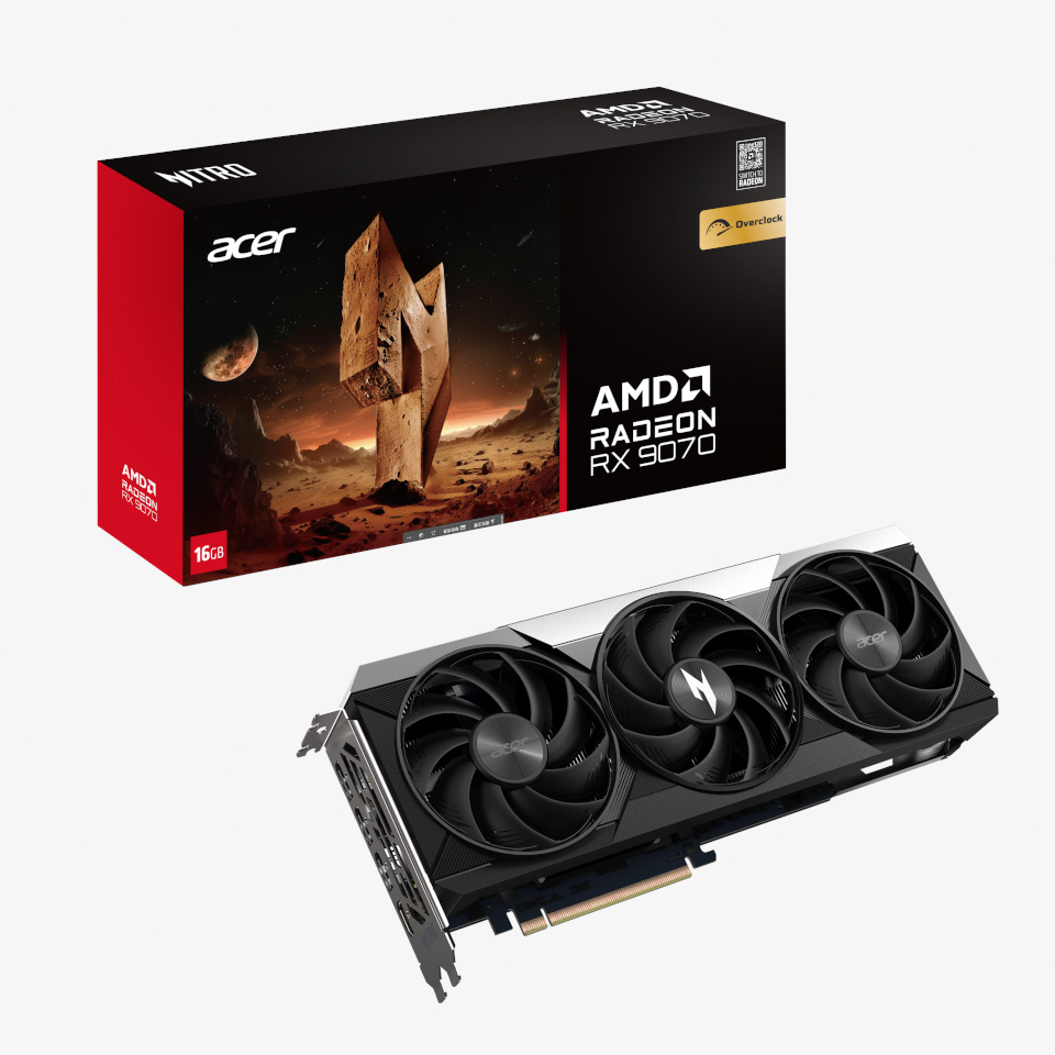 Acer videokaart NITRO AMD RX9070 OC 16GB GDDR6 1xHDMI/3xDP2.
