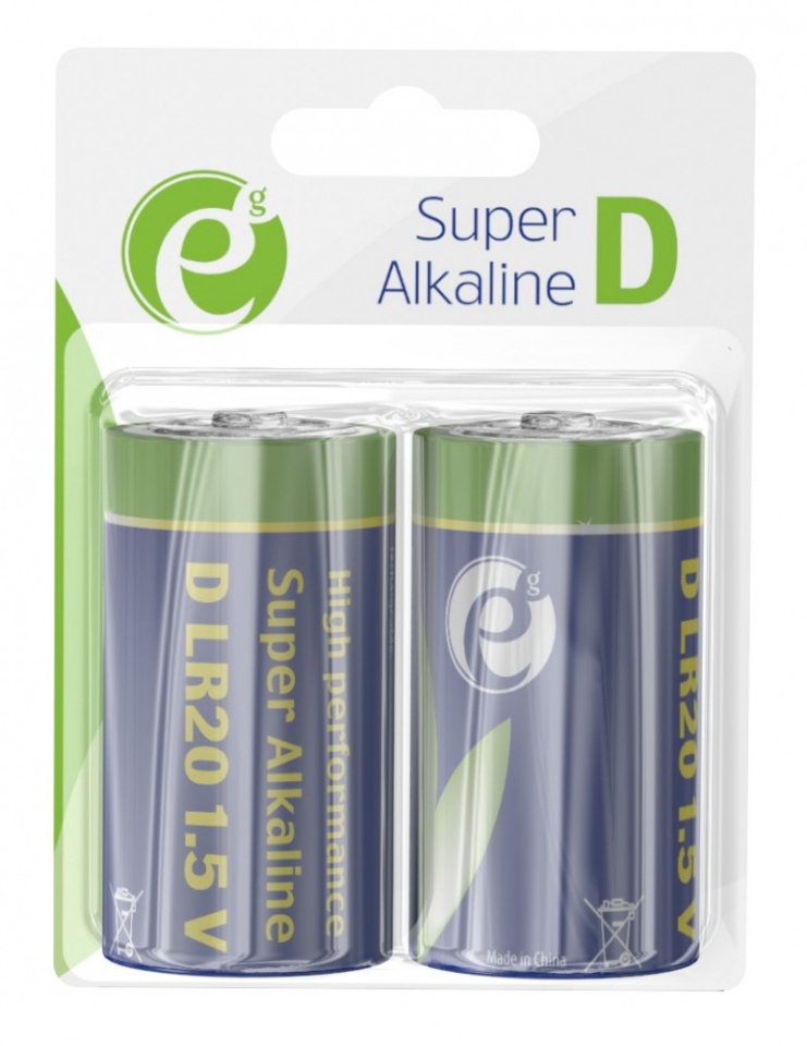 Gembird patarei Alkaline LR20, 1.5V, 2tk