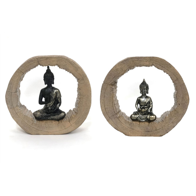 DKD Home Decor dekoratiivkuju must naturaalne Buddha 20,5x6x18,5cm 2tk