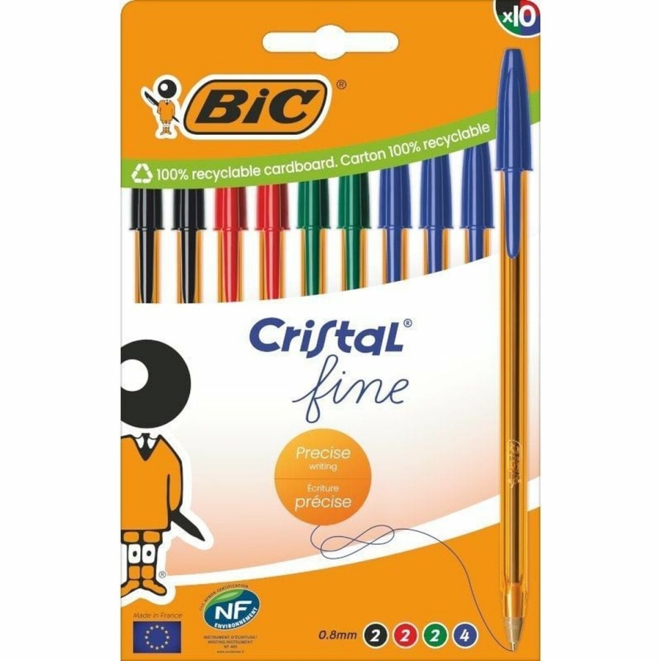 Bic Biro pastapliiatsite komplekt Bic Cristal Fine 516356 roheline Mitmevärviline