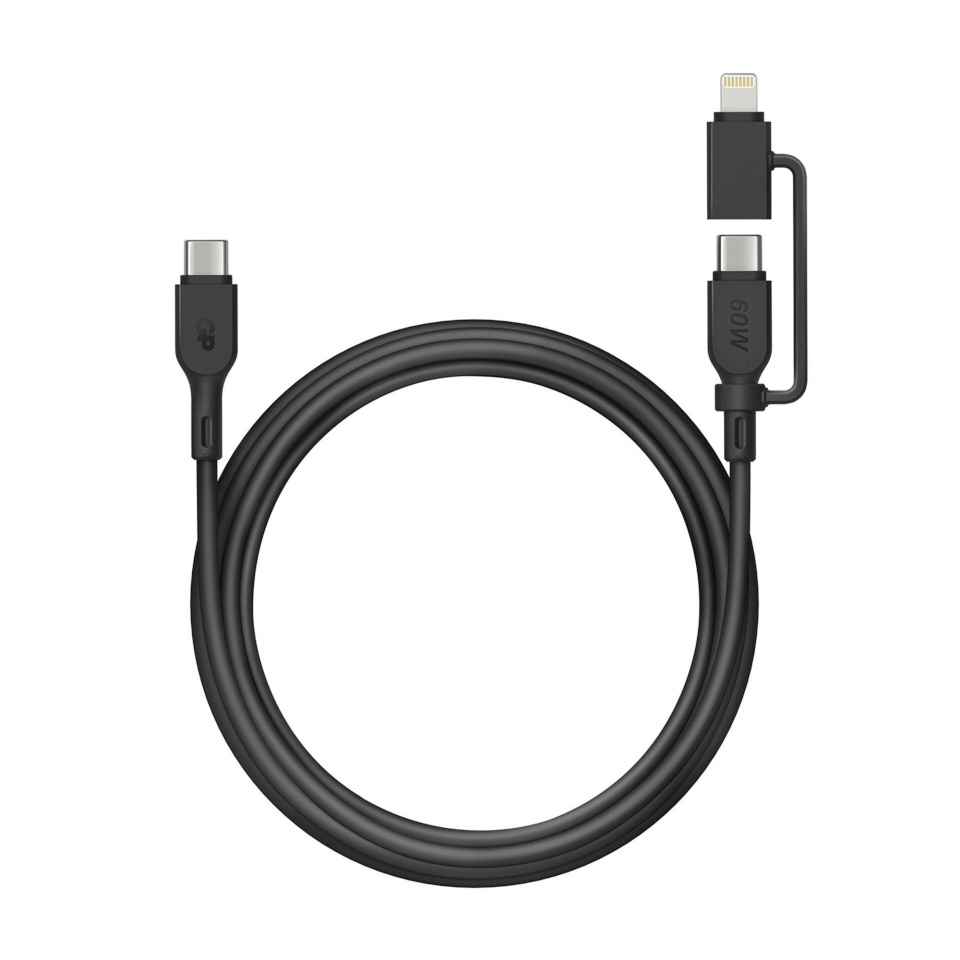 GP laadimiskaabel GP 60W Charge- & Sync cable USB-A to USB-C und Lightning