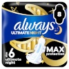 Always Ultimate Night Size 6 Tiibadega Hügieenisidemed, 8 tk
