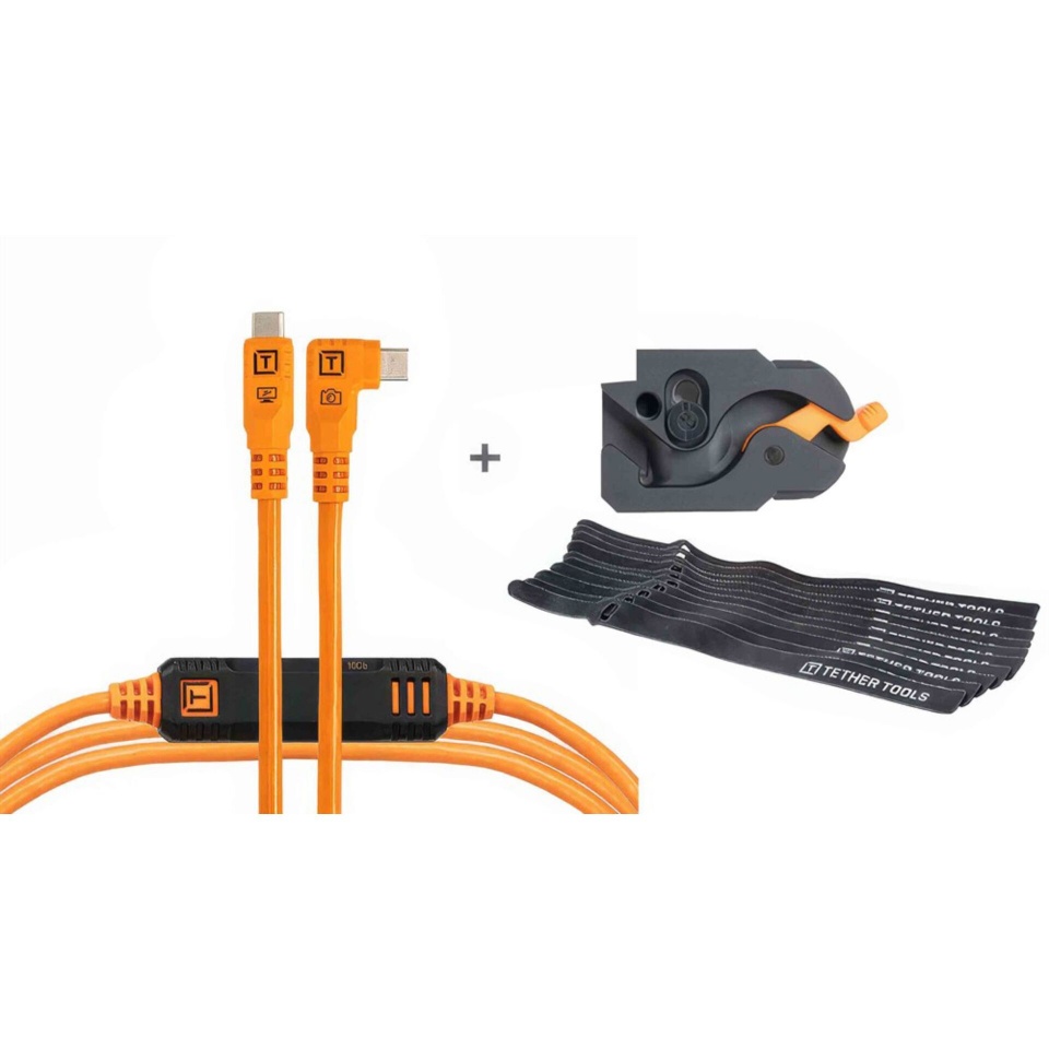 Tether Tools LeverLock&Cable Kit Optima 10G rechts oranž 4,6m