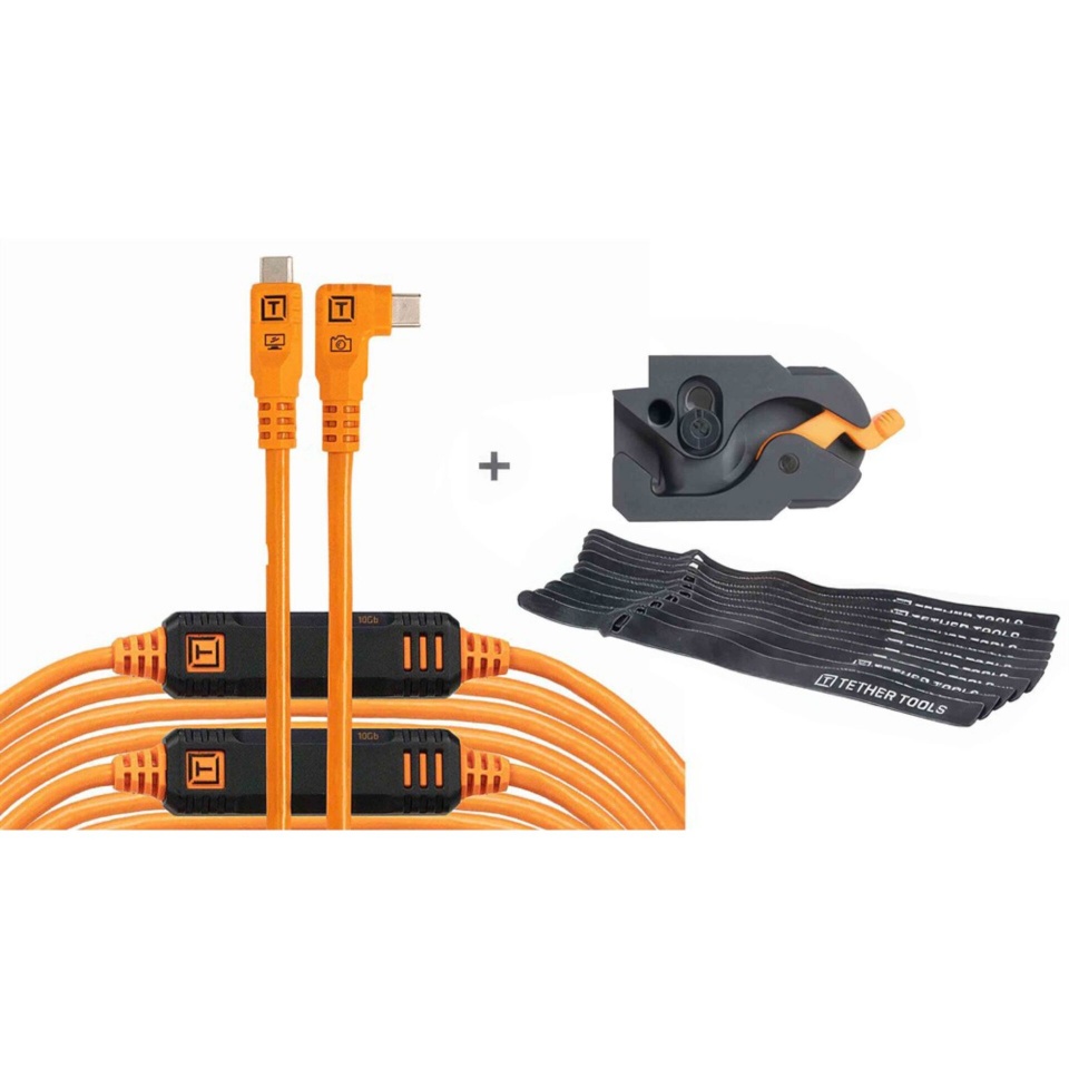 Tether Tools LeverLock&Cable Kit Optima 10G rechts oranž 9,2m