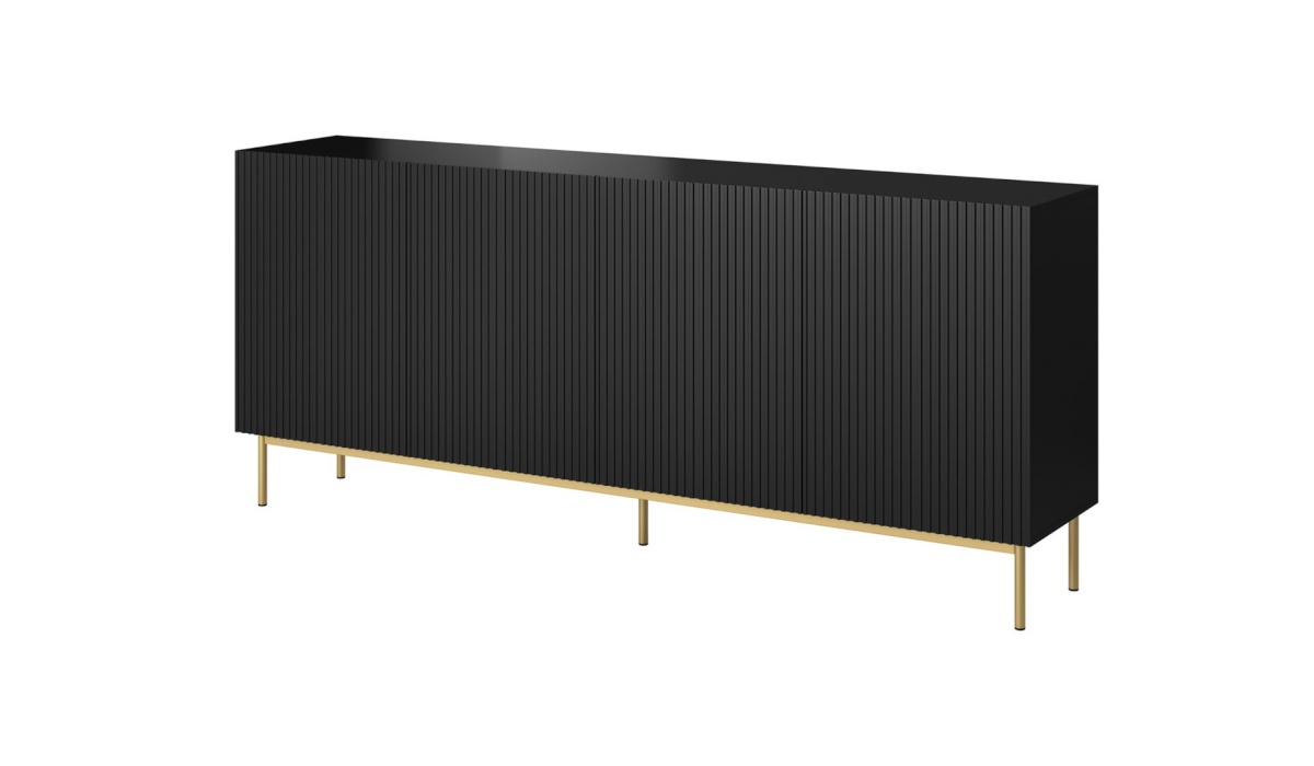 Cama Meble puhvetkapp PAFOS chest on golden steel frame 200x40x102 matte must