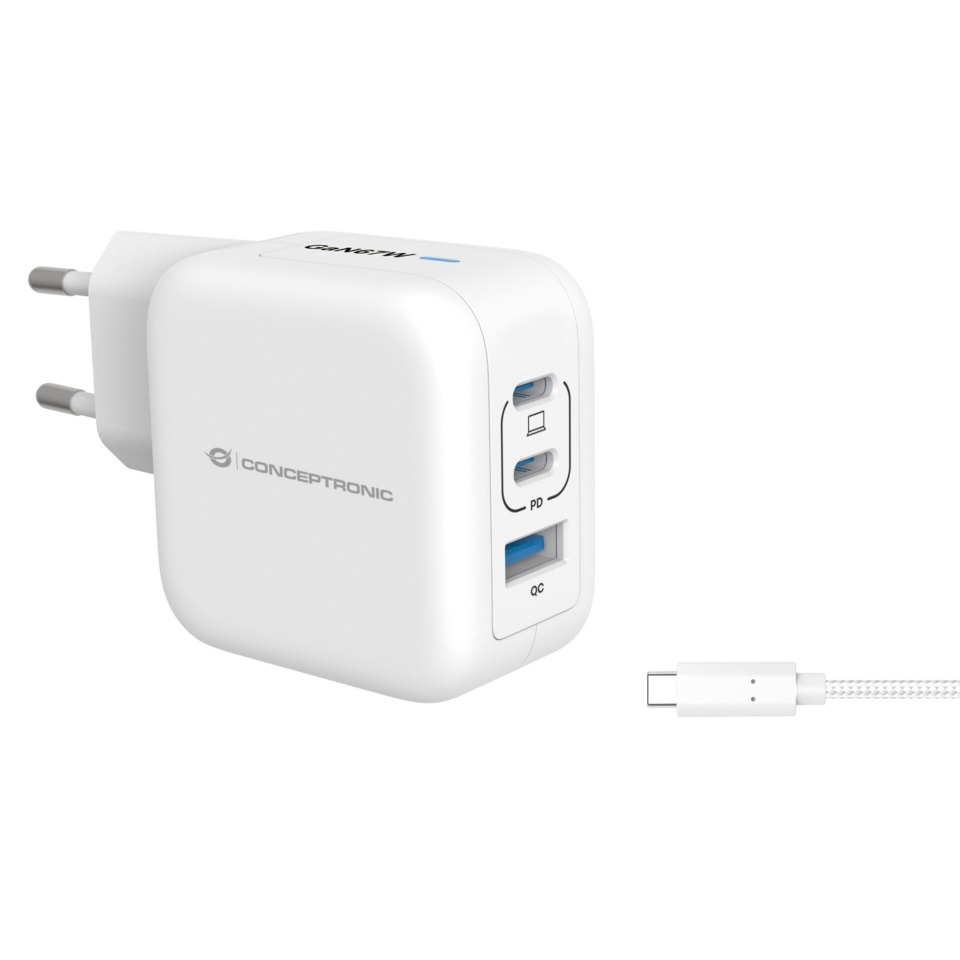 CONCEPTRONIC laadija ALTHEA17W 3-Port 67W GaN USB PD Charger