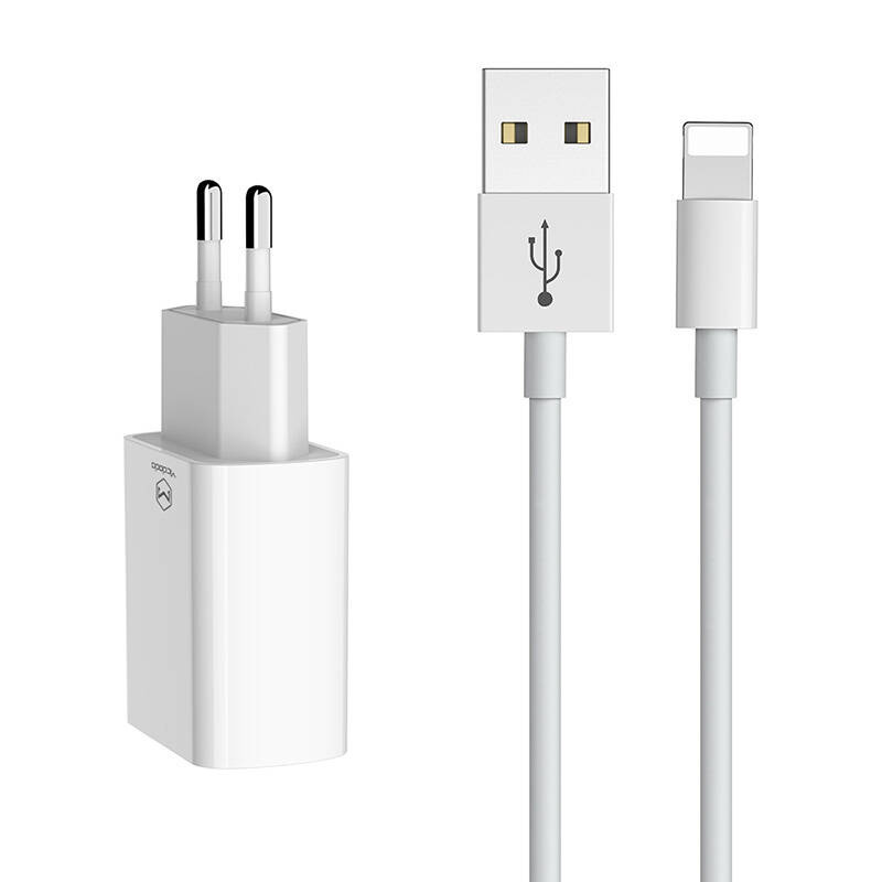 Mcdodo Dual USB charger CH-6720 (EU) Lightning 1m Travel set (valge)