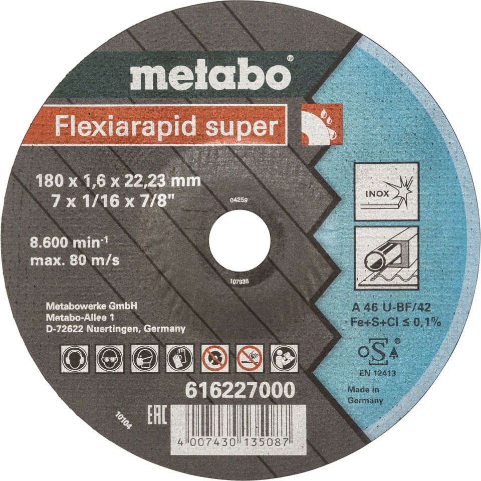 Metabo lõikeketas Flexiarapid super 180x1,6 x22,23 Inox