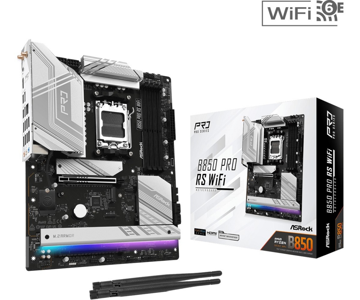 ASRock emaplaat B850 PRO RS WIFI, AM5, DDR5, ATX
