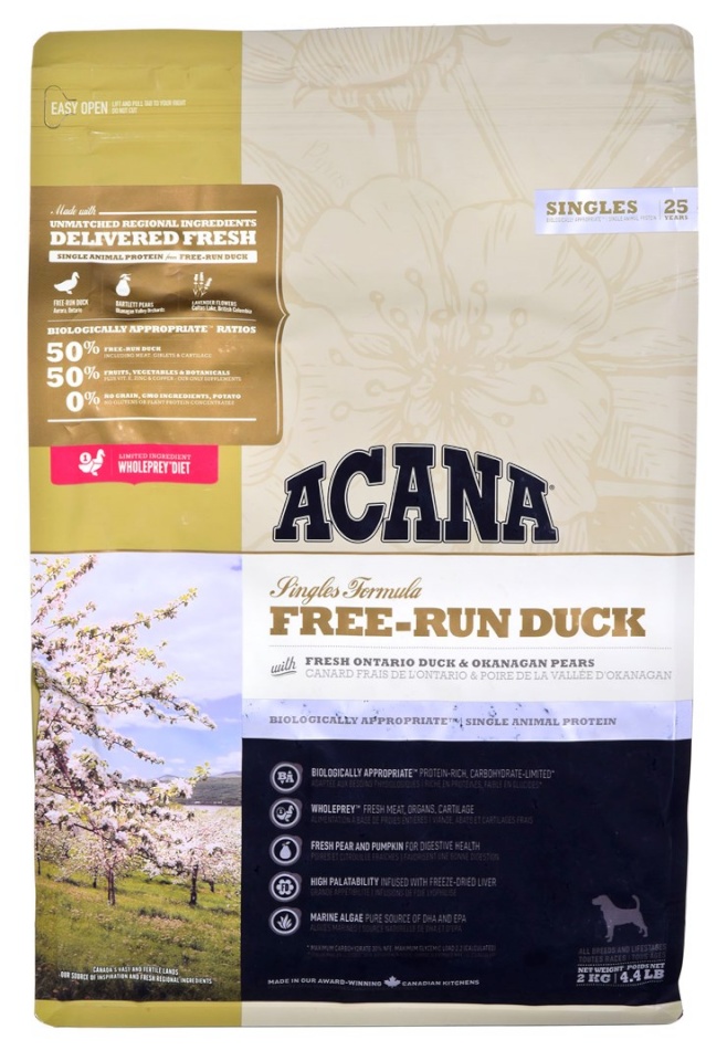 Acana kuivtoit koerale SINGLES Free-Run Duck Dry Dog Food Duck 2kg