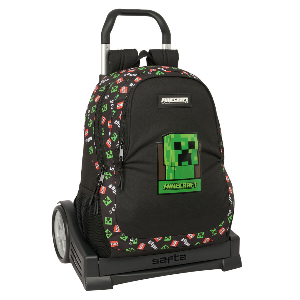 Minecraft ratastega koolikott must 32x44x16cm