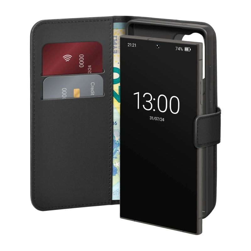 Puro Eco Leather Case for Samsung Galaxy S26 Ultra with Wallet - Black