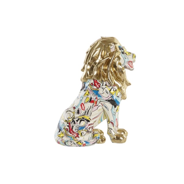 DKD Home Decor dekoratiivkuju kuldne Lõvi Vaik Mitmevärviline Kaasaegne 21x14,5x27cm 15x21x27cm