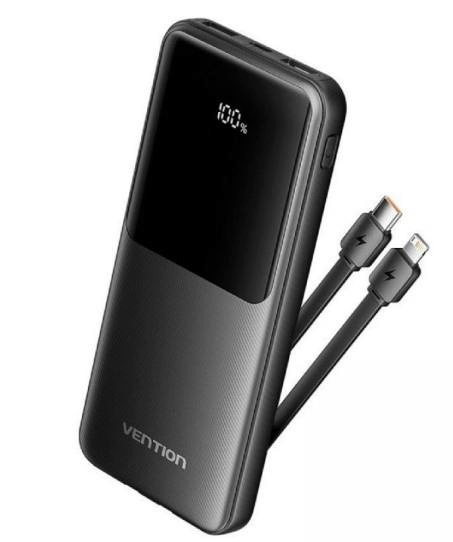 Vention akupank Power Bank USB 10000mah 22.5w, must