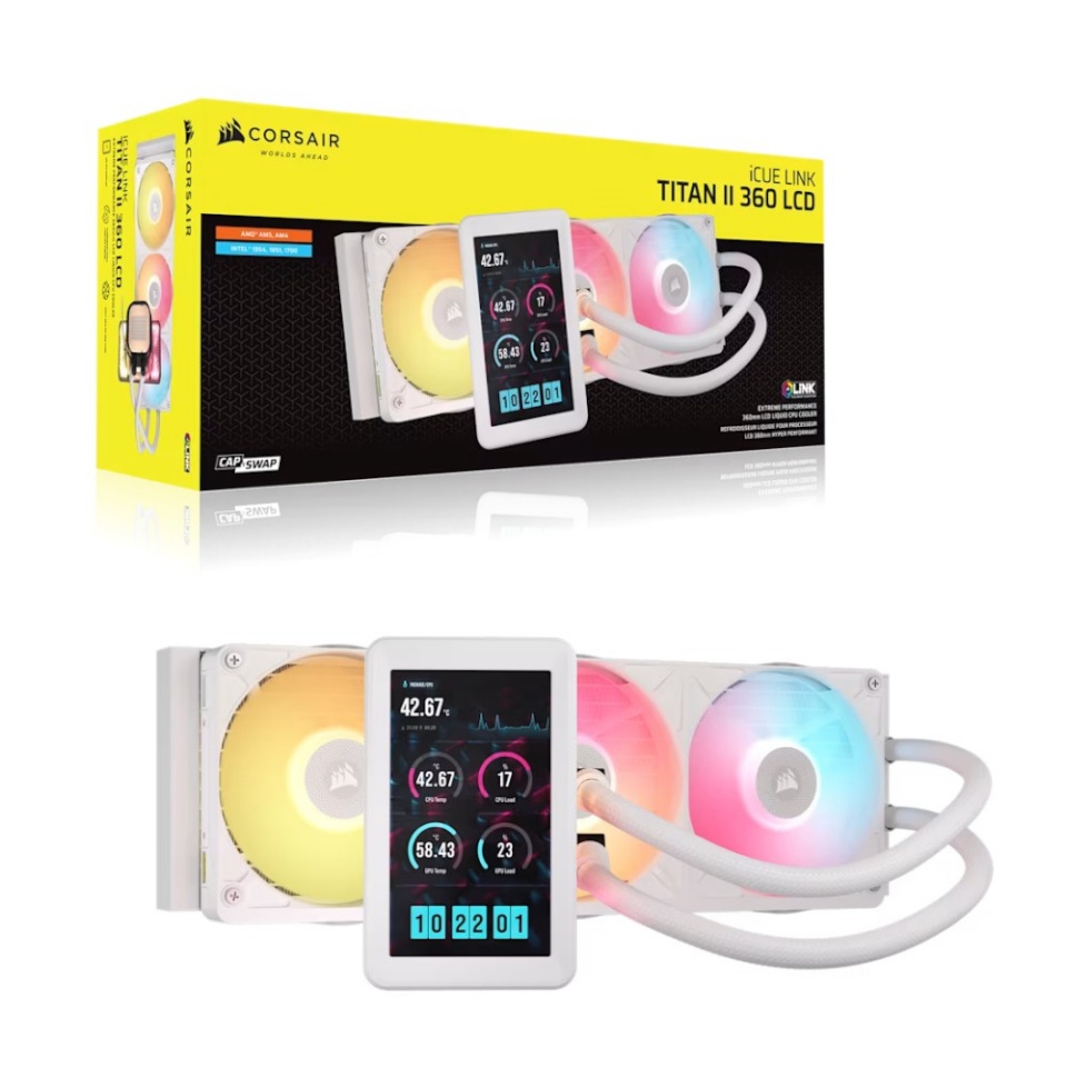 Corsair jahutus CPU Cooler iCUE LINK TITAN II 360RX LCD 360mm valge