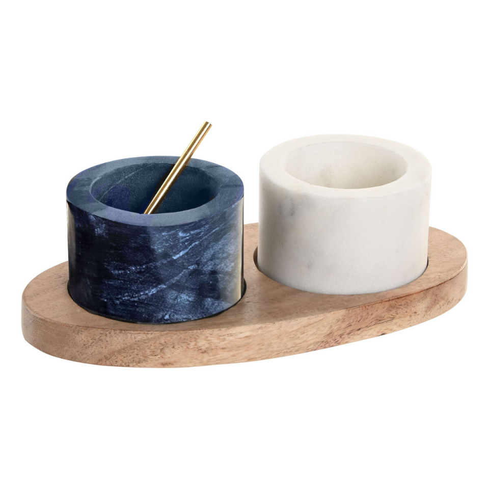 Home ESPRIT Soola Ja Pipratoosid valge must naturaalne Roostevaba teras Akaatsia 20x10x7,6cm