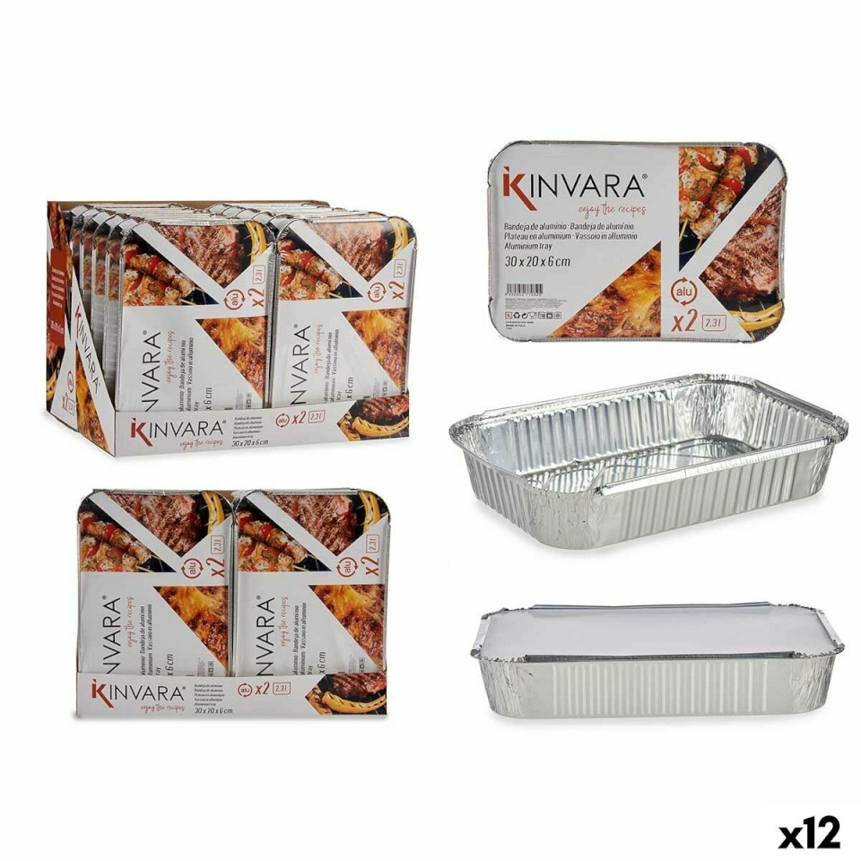 Kinvara Toidukandikute komplekt 82176 Hõbedane Alumiinium 2,3 L 21x6x30,5cm (12tk)