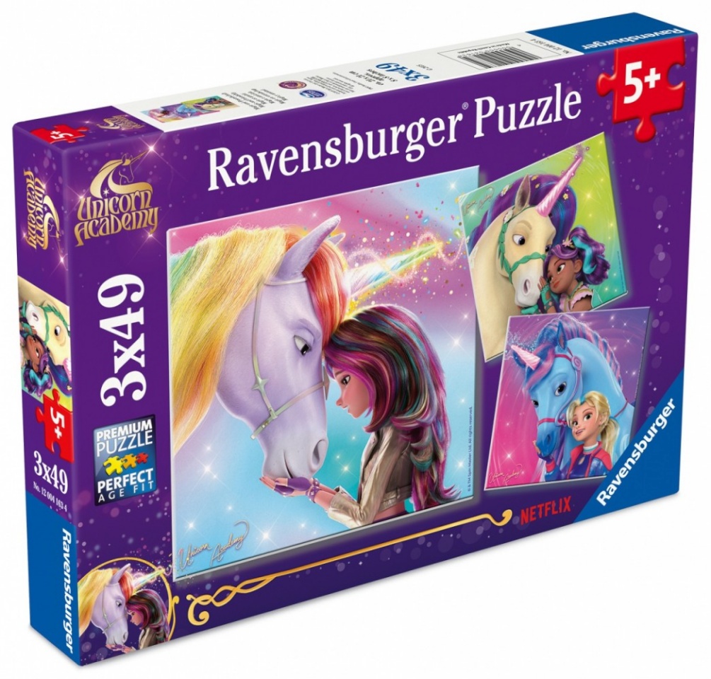 Ravensburger pusle Kinderpuzzle Unicorn Academy - Magie and Freundschaft (3x 49-osaline)