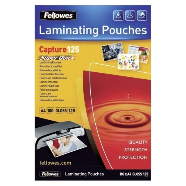 Fellowes lamineerimiskile SuperQuick A4 Glossy 125 Micron Laminating Pouch
