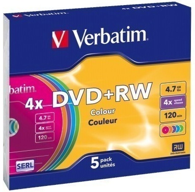 Verbatim toorik DVD+RW 4,7GB, 4x Speed, Slimcase, 5 Pack