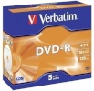 Verbatim toorik 1x5-pakk DVD-R 4,7GB 16x Speed, Jewel Case