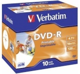 Verbatim toorik 1x10-pack DVD-R 4,7GB 16x Speed, Jewel Case, printable