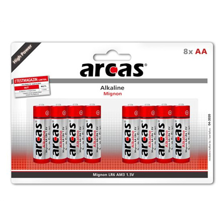 Arcas patareid Alkaline 1,5V LR6/AA, 8(4+4) pakk