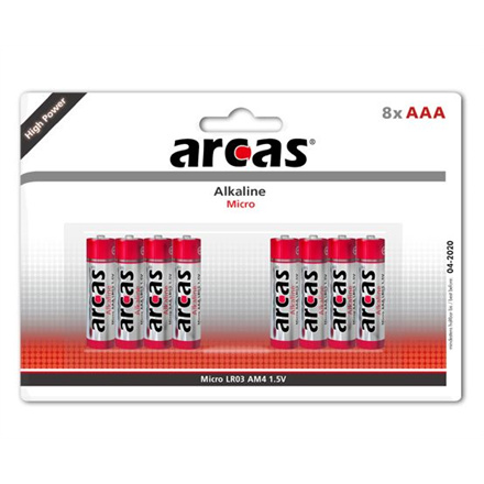 Arcas patareid Alkaline 1,5V LR03/AAA, 8(4+4) pakk