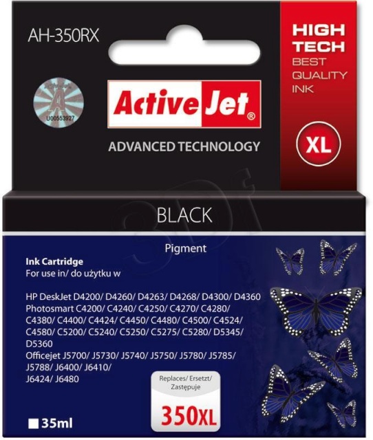 ActiveJet tindikassett AH-350RX must HP (HP 350XL CB336EE) Premium