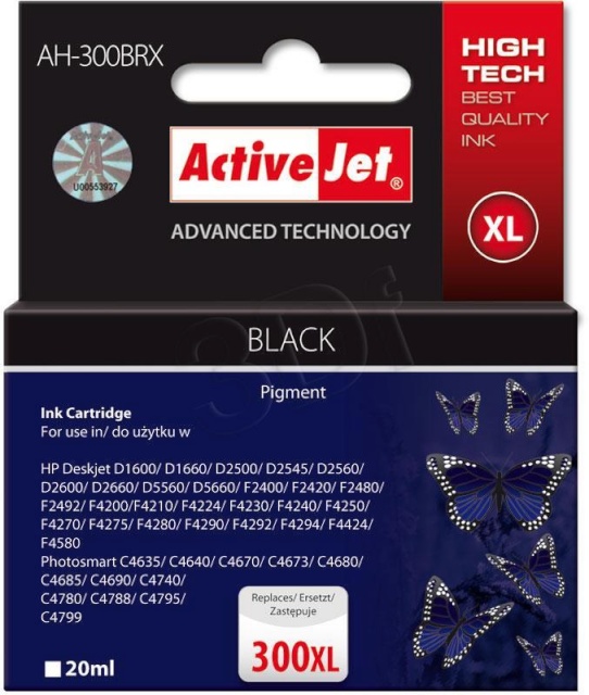 ActiveJet tindikassett AH-300BRX must HP (HP 300XL CC641EE) Premium